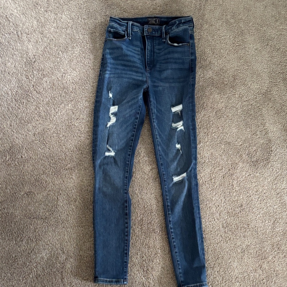 Abercrombie & Fitch Dark Blue Distressed Skinny Jeans